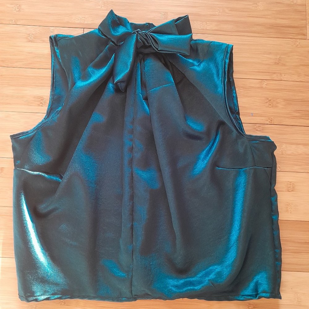 Green Satin handmade top, size L